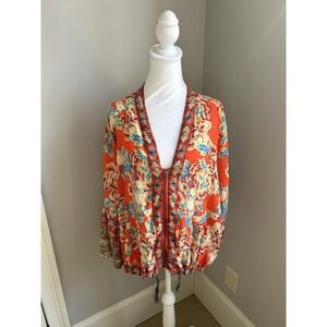 Vintage‎ Free People Floral Zip Up Tunic Jacket